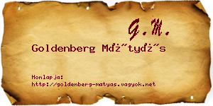 Goldenberg Mátyás névjegykártya